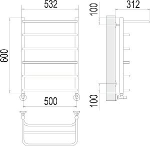 Полотенцесушитель водяной Terminus Полка П6 500х600 купить в интернет-магазине сантехники Sanbest