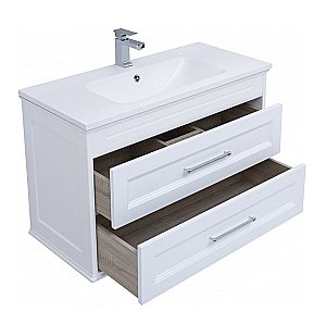 Тумба с раковиной Aquanet Бостон 100/Flat 100 белая матовая для ванной в интернет-магазине Sanbest