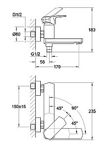 Смеситель для ванны Cersanit WISLA 63056 купить в интернет-магазине сантехники Sanbest