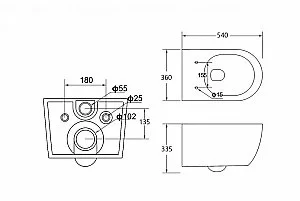 Подвесной унитаз Cezares Molveno CZR-2468-TH-R безободковый купить в интернет-магазине Sanbest