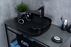 Раковина накладная Gid Geometrico 50 BL1302 53347 черная купить в интернет-магазине Sanbest