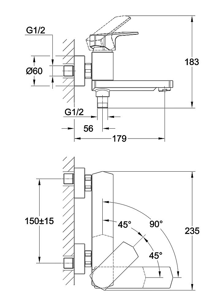 Смеситель для ванны Cersanit WISLA 63056 купить в интернет-магазине сантехники Sanbest