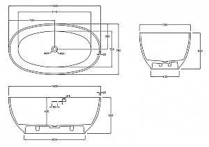 Ванна из искусственного камня ABBER Stein AS9641-1.4 140х78 белая матовая купить в интернет-магазине Sanbest