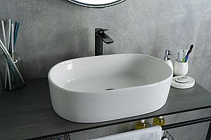 Раковина накладная Gid Lago 56  N9025 51111 белая купить в интернет-магазине Sanbest