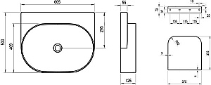 Раковина Ravak Yard 60 антрацит/кронштейн хром купить в интернет-магазине Sanbest