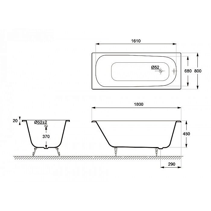 Ванна чугунная Delice Continental Elite DLR230627 180х80 белая купить в интернет-магазине Sanbest