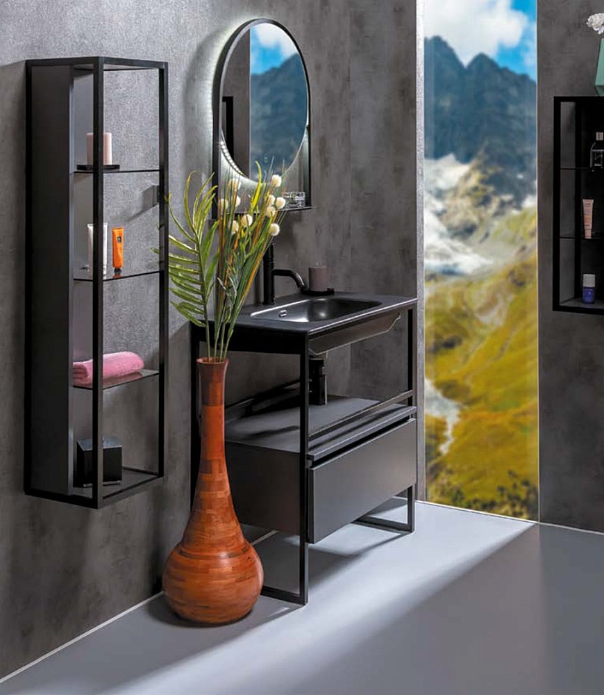 Тумба с раковиной Armadi Art Loft 80 антрацит для ванной в интернет-магазине Sanbest