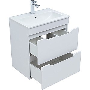 Тумба с раковиной Aquanet Практика 60 330457 белая матовая для ванной в интернет-магазине Sanbest