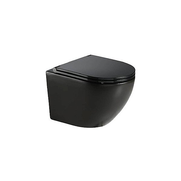 Унитаз подвесной CeramaLux 2197MB черный матовый безободковый, с крышкой микролифт купить в интернет-магазине Sanbest