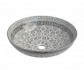 Раковина накладная Bronze de Luxe Marrakesh 40,5 1008G белая/серый декор купить в интернет-магазине Sanbest