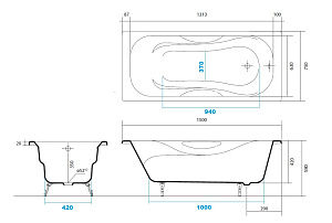 Ванна Aquatek Гамма 150x75 AQ8050F-00 белая купить в интернет-магазине Sanbest