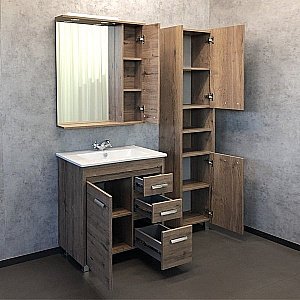 Тумба с раковиной Comforty Марио 00-00004157 75 дуб темный для ванной в интернет-магазине Sanbest