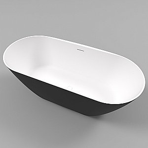 Ванна из искусственного камня WhiteCross Coral X 170x77 черный/белый матовый купить в интернет-магазине Sanbest