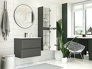 Тумба с раковиной Aquanet Эмбер 105 330470 черная матовая для ванной в интернет-магазине Sanbest