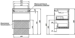 Тумба с раковиной Aquanet Нота New 334197 60 дуб светлый для ванной в интернет-магазине Sanbest