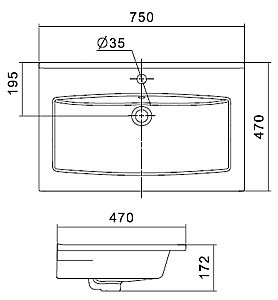 Тумба с раковиной Акватон Сохо 75 слэйт/галька серая для ванной в интернет-магазине Sanbest