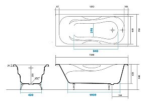Ванна Aquatek Гамма 150x75 AQ8050F-00 белая купить в интернет-магазине Sanbest