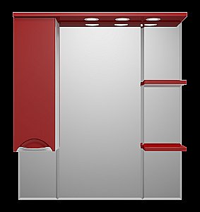 Зеркало со шкафом Misty Кристи 90 П-Кри02090-041СвЛ белый/красный в ванную от интернет-магазине сантехники Sanbest