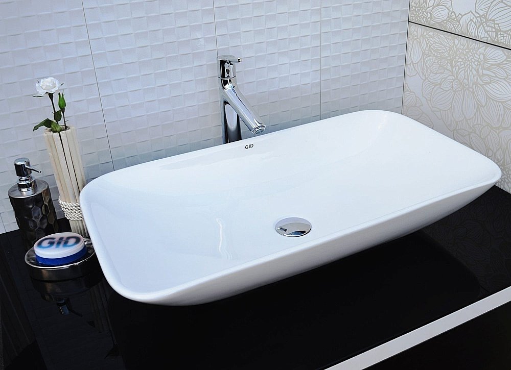 Раковина накладная Gid Geometrico 70 N9122 (E408) 51124 белая купить в интернет-магазине Sanbest