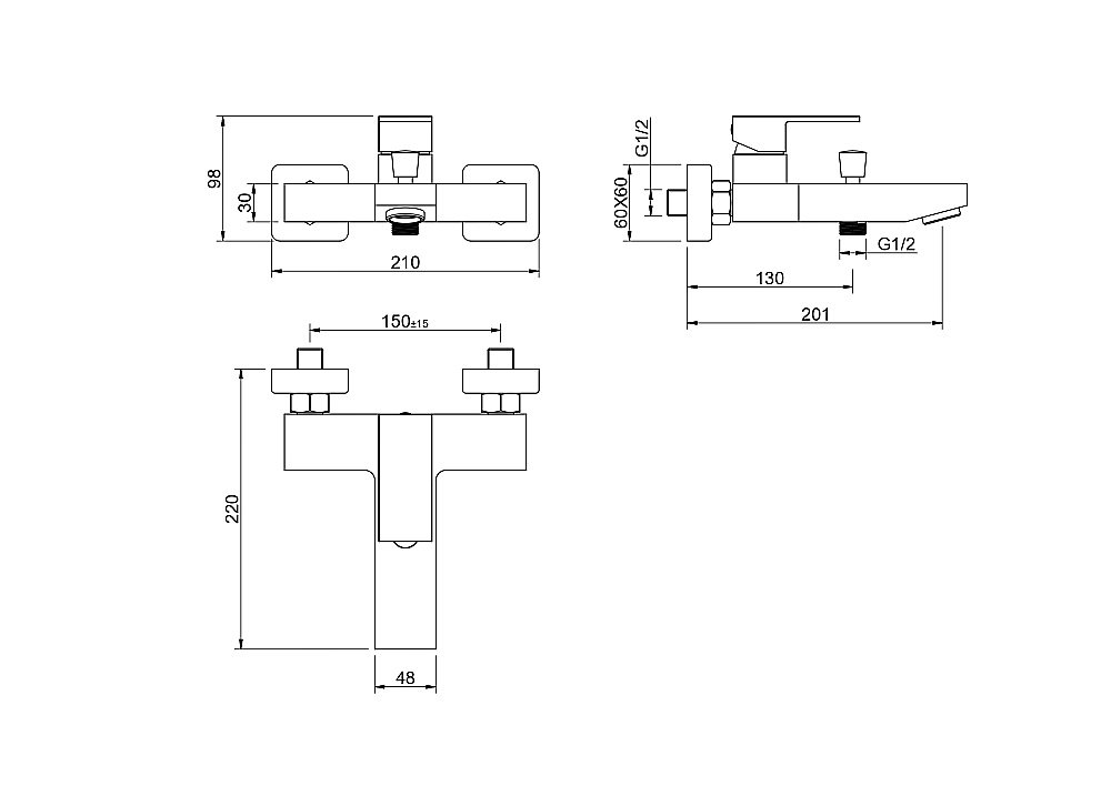 Смеситель для ванны Aquatek Либра AQ1640MB черный матовый купить в интернет-магазине сантехники Sanbest