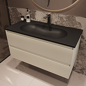 Тумба с раковиной Vincea Welle 100 VMC-2WL100MBG/VCB-4H100A бежевая матовая/раковина антрацит для ванной в интернет-магазине Sanbest