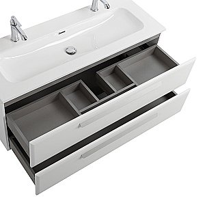 Тумба с раковиной Cezares ECO-CER-N 120 ECO-CER-N-1200-2C-SO-BL белая глянцевая для ванной в интернет-магазине Sanbest