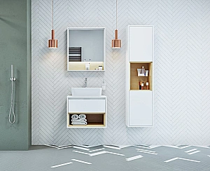 Тумба с раковиной Excellent TUTO MLEX.0102.600.WHBL 60 белый/дуб для ванной в интернет-магазине Sanbest