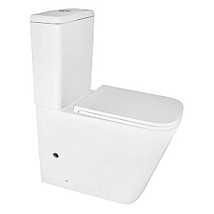 Унитаз напольный Azario Quadro AZ-2175-1 белый, безободковый, с бачком, с крышкой микролифт купить в интернет-магазине Sanbest