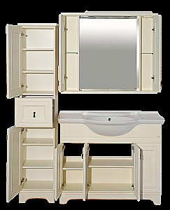 Зеркало со шкафом Misty Лувр 105 слоновая кость в ванную от интернет-магазине сантехники Sanbest