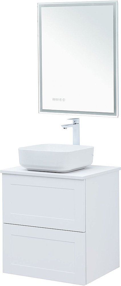 Тумба с раковиной Aquanet Терра 60 белая матовая для ванной в интернет-магазине Sanbest