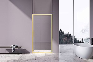 Душевая дверь Vincea Slim 8mm VDP-4SL100CLG 100 профиль брашированное золото/стекло прозрачное купить в интернет-магазине Sanbest