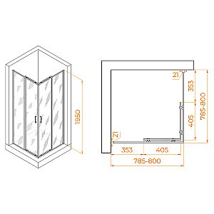 Душевой уголок RGW Passage PA-030B 80x80 стекло прозрачное/профиль черный купить в интернет-магазине Sanbest
