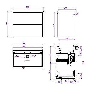 Тумба с раковиной La Fenice Tesoro 80 FNC-01-TES-DKK-80-2 канзас коричневый для ванной в интернет-магазине Sanbest