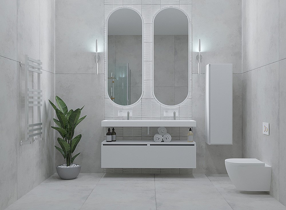 Тумба с раковиной Armadi Art Flat 80 белый глянец для ванной в интернет-магазине Sanbest