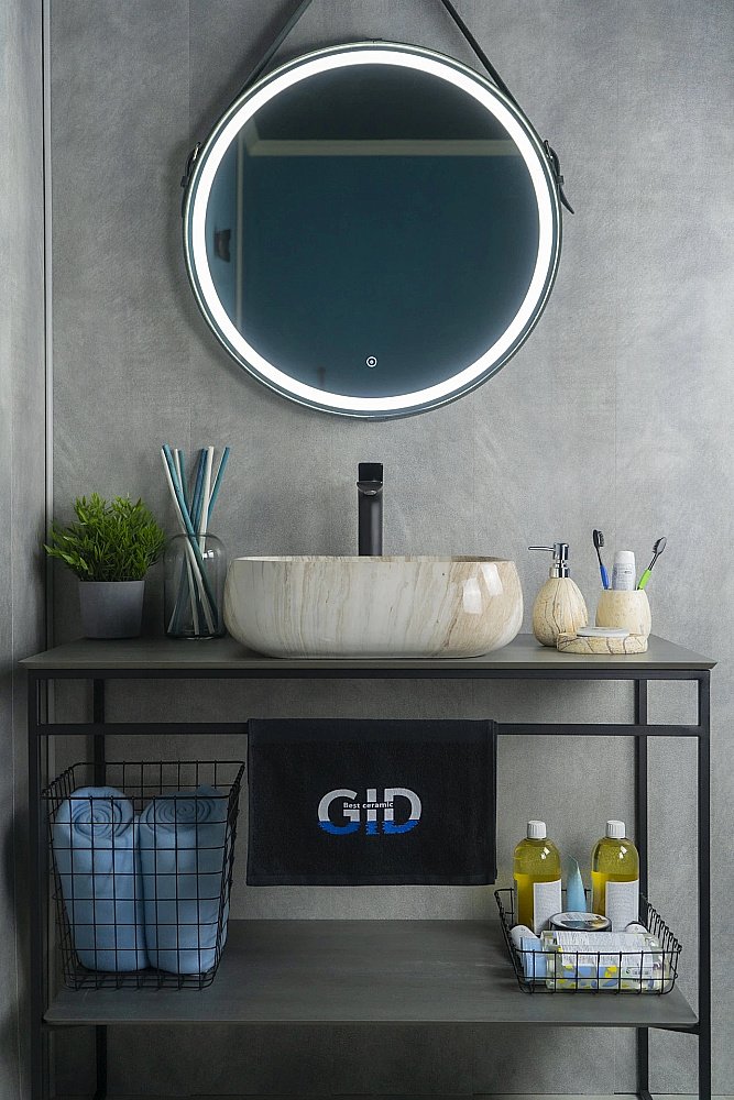 Раковина накладная Gid 45 Mnc554 54452 бежевый мрамор купить в интернет-магазине Sanbest