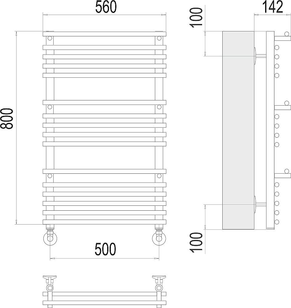 Полотенцесушитель водяной Terminus Вента люкс П16 500х800 купить в интернет-магазине сантехники Sanbest