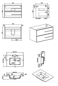 Тумба с раковиной Parly Bella 70 подвесная белая глянцевая для ванной в интернет-магазине Sanbest