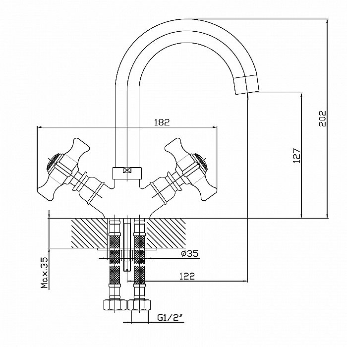 Смеситель для раковины Agger Retro-X A1701100 хром купить в интернет-магазине сантехники Sanbest
