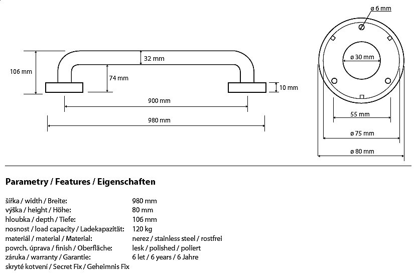 Поручень Bemeta Help program 301100901 купить в интернет-магазине сантехники Sanbest