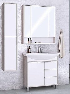 Тумба с раковиной Акватон Рико 80 белая глянцевая/ясень фабрик для ванной в интернет-магазине Sanbest