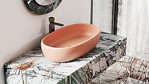 Раковина накладная Salini LUCE 110721MF 69 из искусственного камня S-Stone, матовая, цвет по RAL полностью купить в интернет-магазине Sanbest