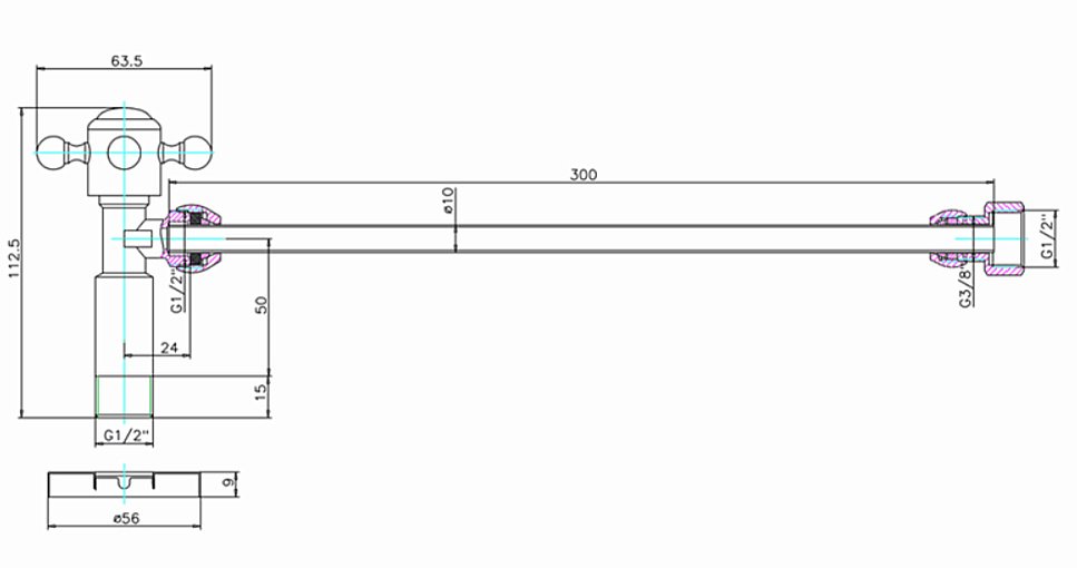 Вентиль подвода воды для бачка Burlington W25 BNKL шлифованный никель купить в интернет-магазине сантехники Sanbest
