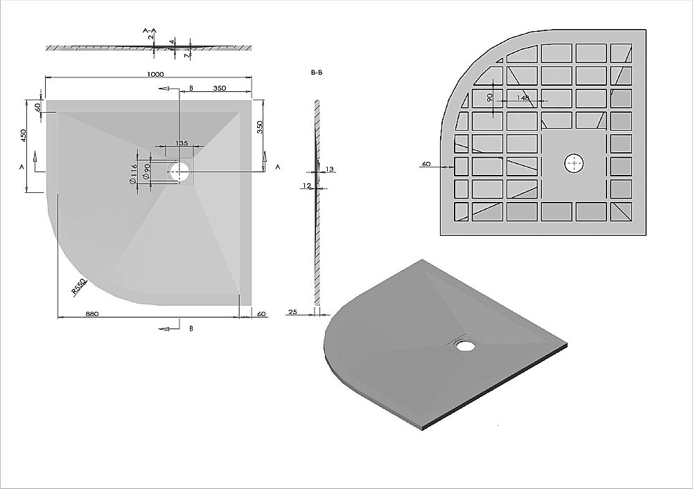 Душевой поддон Vincea VST-4SQ1010A 100x100 антрацит купить в интернет-магазине Sanbest