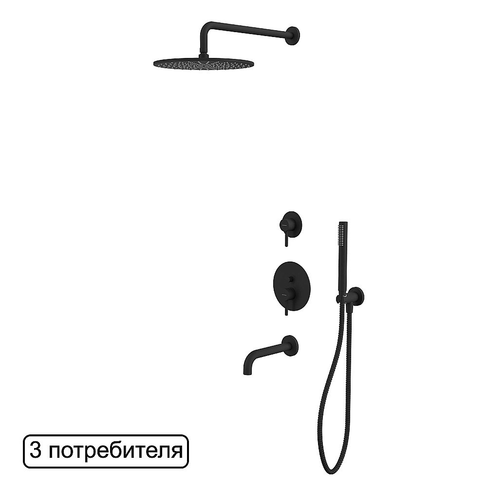 Душевая система WhiteCross Y YSET07BL черная матовая купить в интернет-магазине сантехники Sanbest