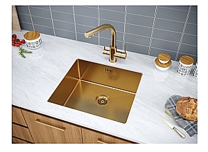 Кухонная мойка Paulmark GERBERG 48 PM254844-BG брашированное золото купить в интернет-магазине сантехники Sanbest