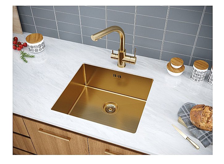 Кухонная мойка Paulmark GERBERG 48 PM254844-BG брашированное золото купить в интернет-магазине сантехники Sanbest