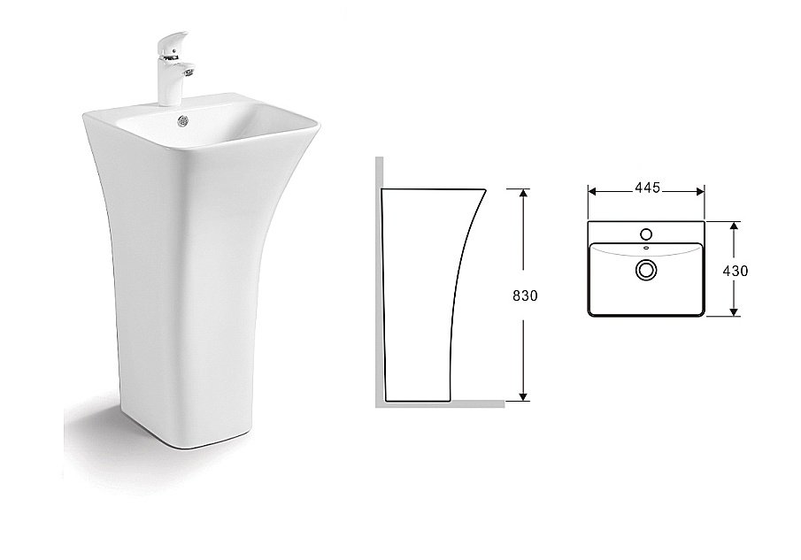 Раковина напольная Ceramalux N 44,5 G-315 белая купить в интернет-магазине Sanbest