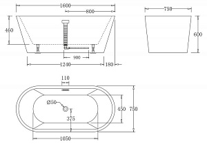 Ванна акриловая BelBagno BB71 160х75 белая купить в интернет-магазине Sanbest