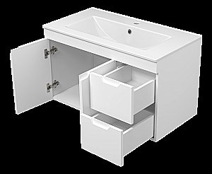 Тумба с раковиной Misty Оптима - 90 П-Опт-01090-011П3Я белая для ванной в интернет-магазине Sanbest