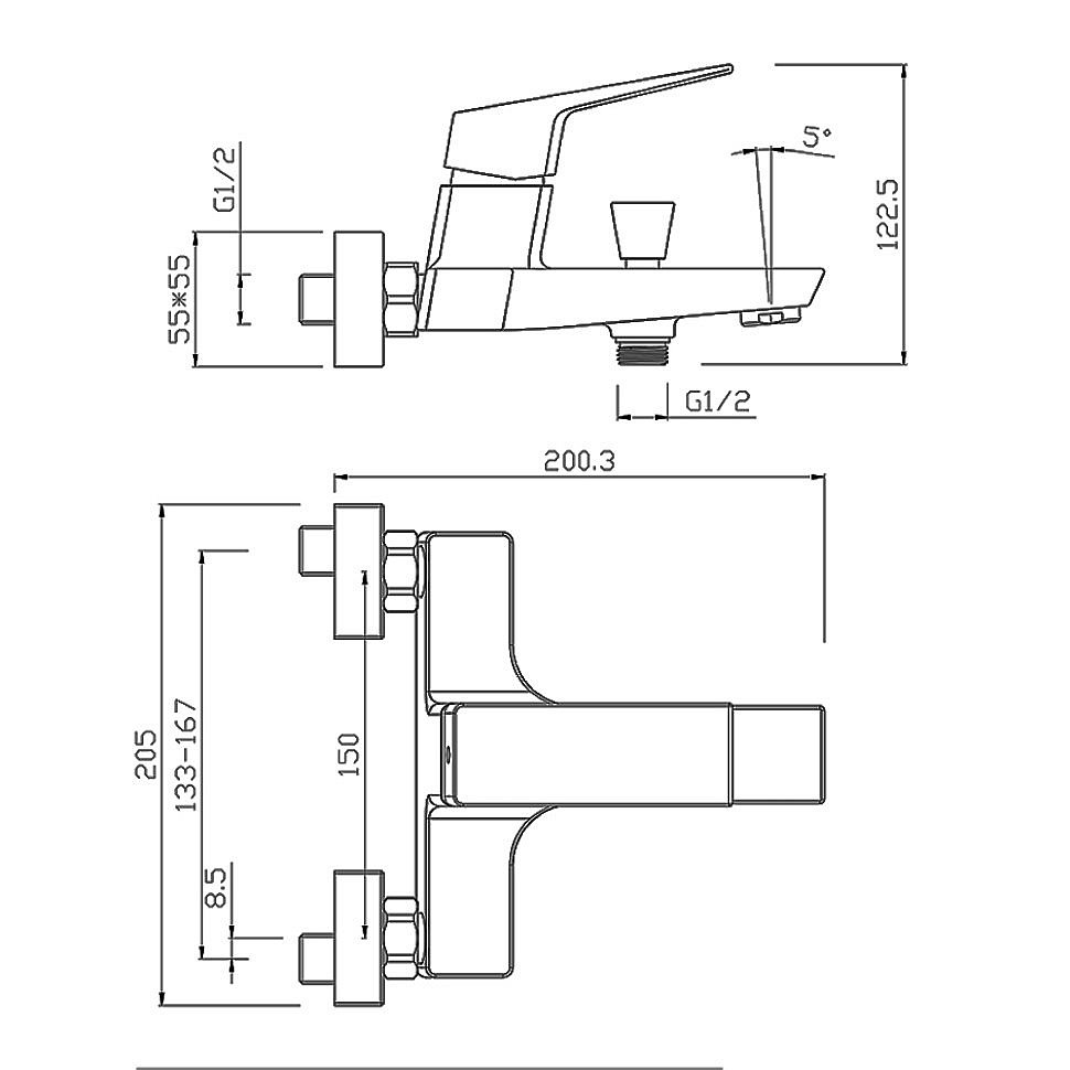 Смеситель для ванны PAINI Torre 98CR111 хром купить в интернет-магазине сантехники Sanbest